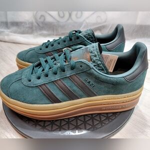 NEW Adidas Womens Gazelle Bold Triple Stack Green Black Suede Sneakers SIZE 7.5